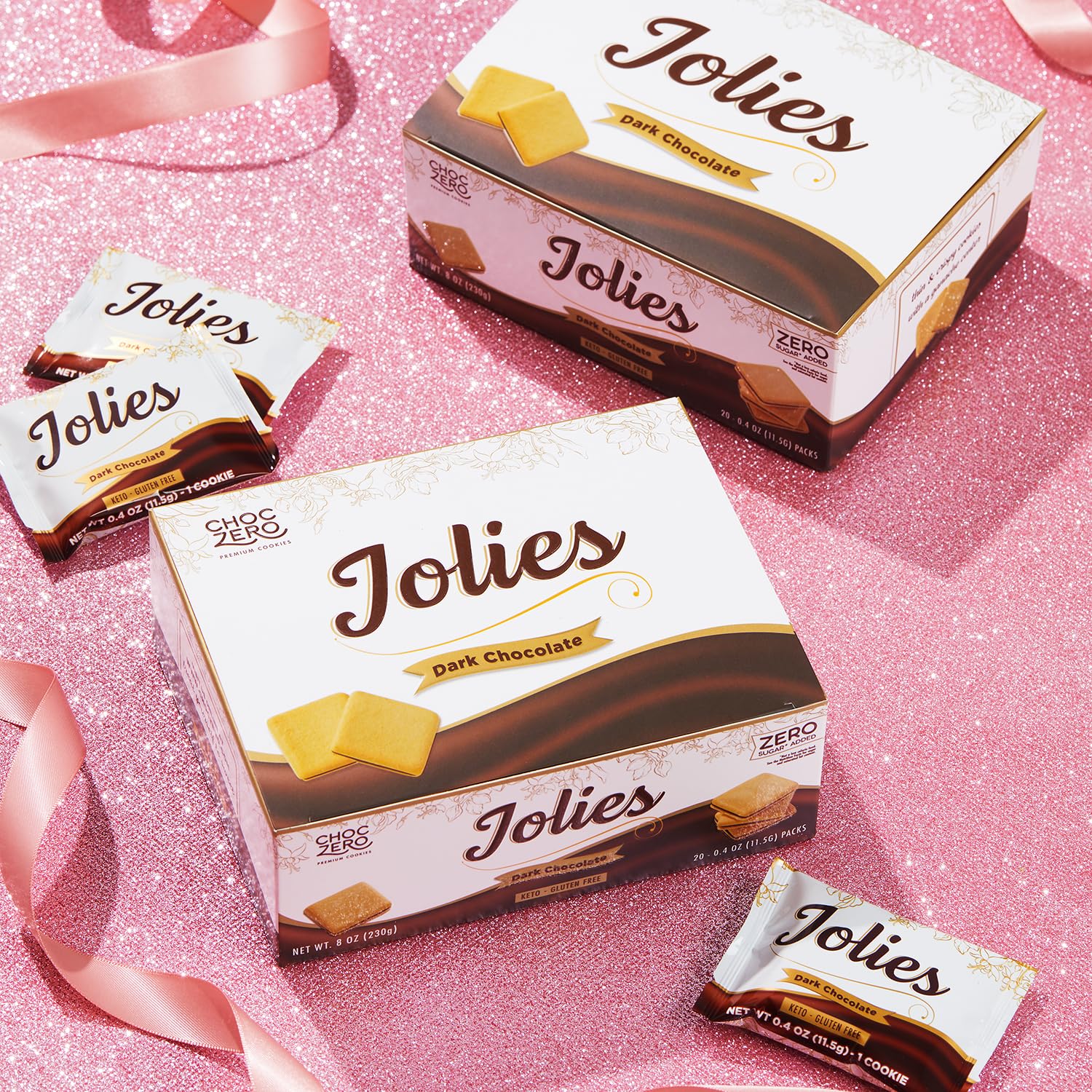 ChocZero Chocolate Cookies, Dark Chocolate Jolies, Gluten Free, No Added Sugar, 20 Crispy Chocolate Filled Keto Cookies Per Box, 8 Ounce (Pack of 1)