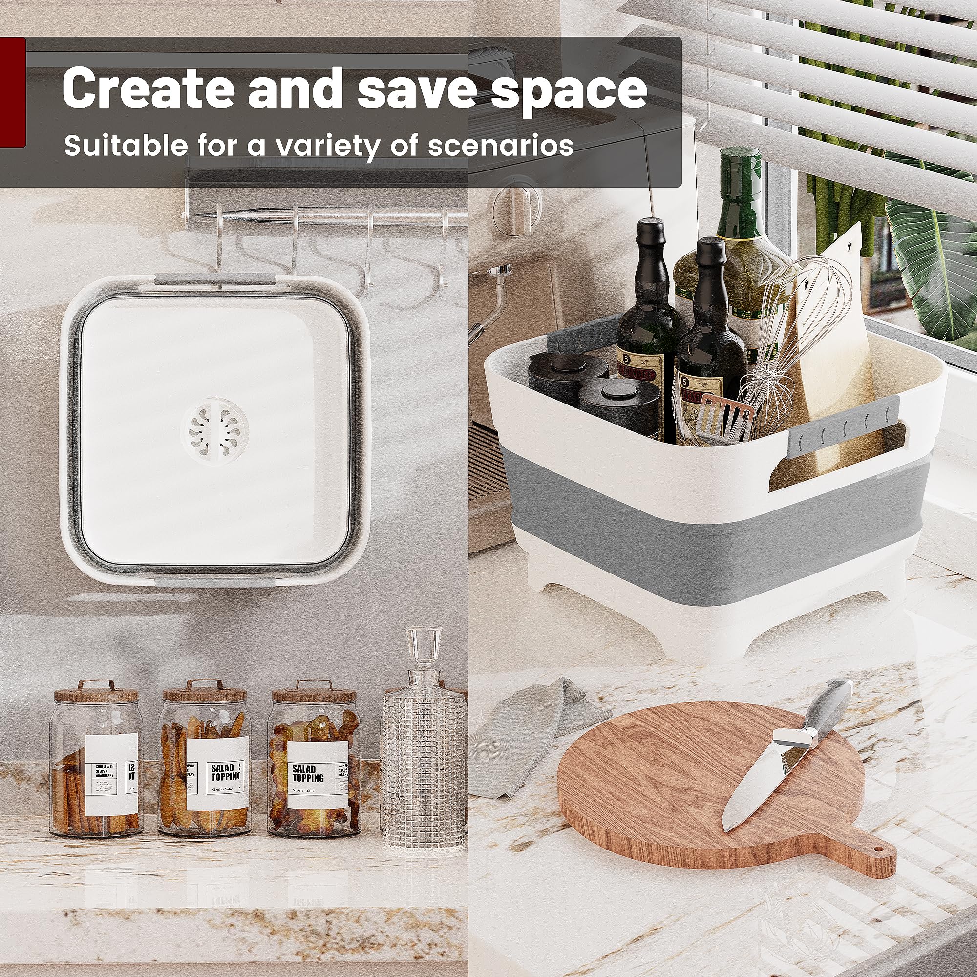GIMWA Wash Basin for Baby Bottles, Foldable, Versatile Wash Tub for Kitchen, RV, Outdoor Camping Sink, Sturdy & Easy to Clean