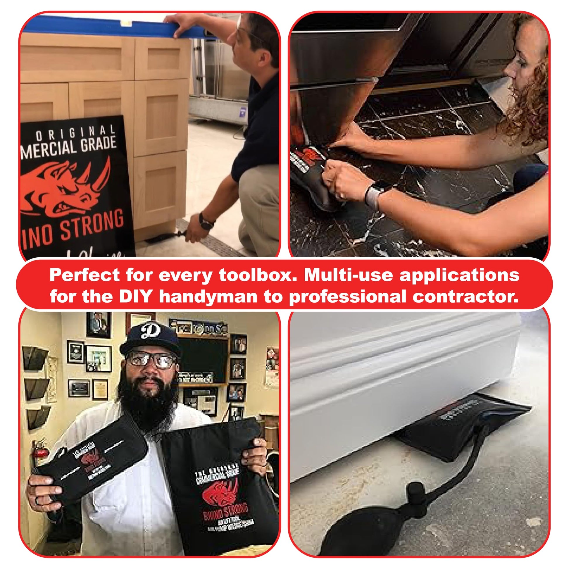 The Original Rhino Strong Commercial Grade Air Wedge Bag Pump Professional Leveling Kit & Alignment Tool Inflatable Shim Bag 3 Piece (Small, Medium, Large). 3 sizes for all of your individual needs.