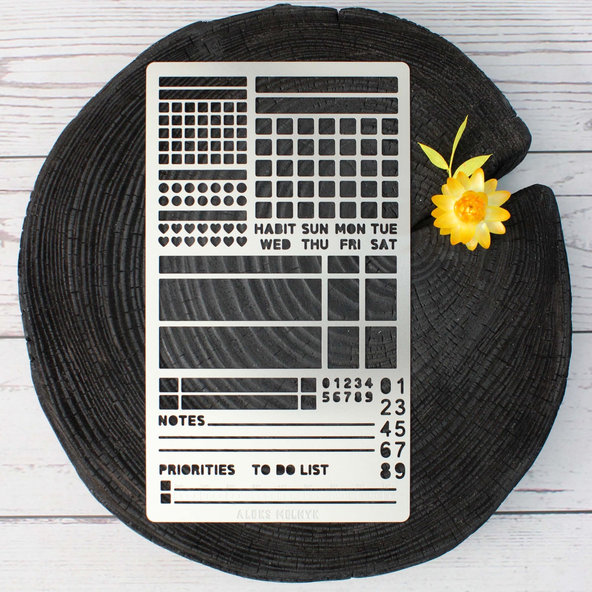 Aleks Melnyk No.423 Metal Stencil for Bullet Journaling, Bookmark, Planning, Banners, Lines, Lists, Planner Stamps, Habit Tracker, Dot Journal Stencil for Diary, Template, Scrapbook