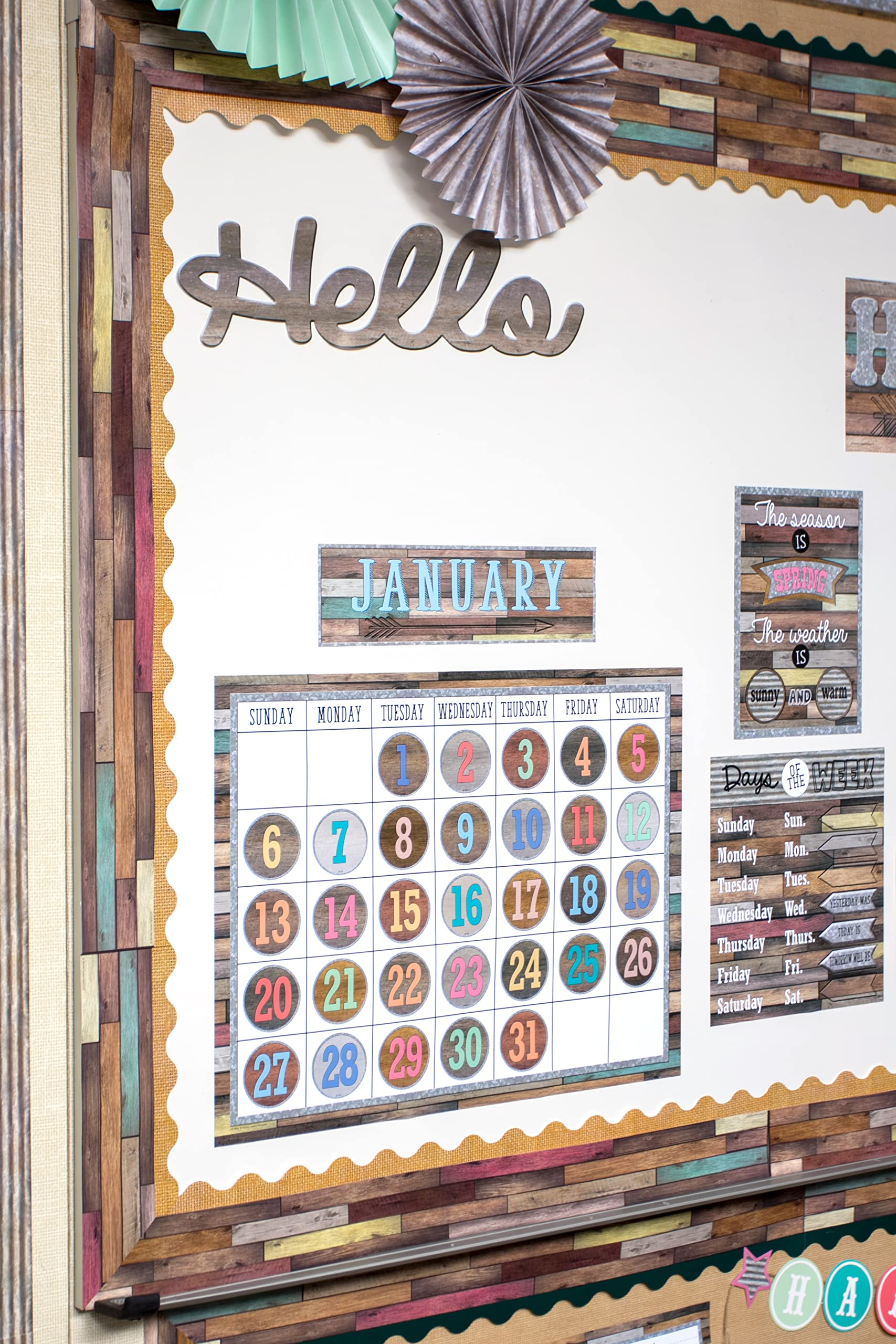 Teacher Created Resources Burlap Scalloped Rolled Border Trim - 50 ft - Decorate Bulletin Boards, Walls, Desks, Windows, Doors, Lockers, Schools, Classrooms, Homeschool & Offices