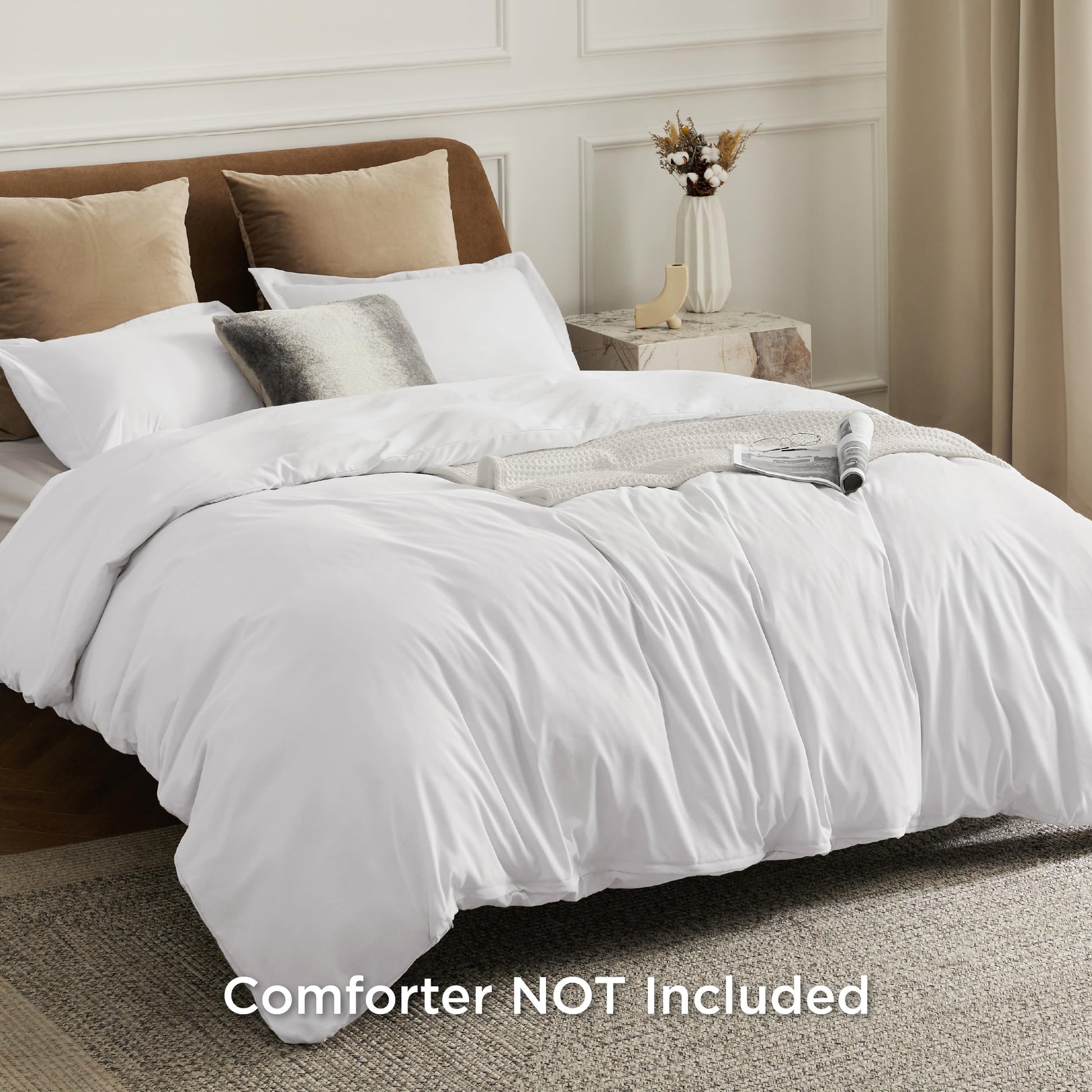 Bedsure White Duvet Cover Queen Size - Soft Double Brushed Bedding Set for Kids & Adults, Zipper Closure, 3 Pieces, Includes 1 Duvet Cover (90"x90") & 2 Pillow Shams, NO Comforter