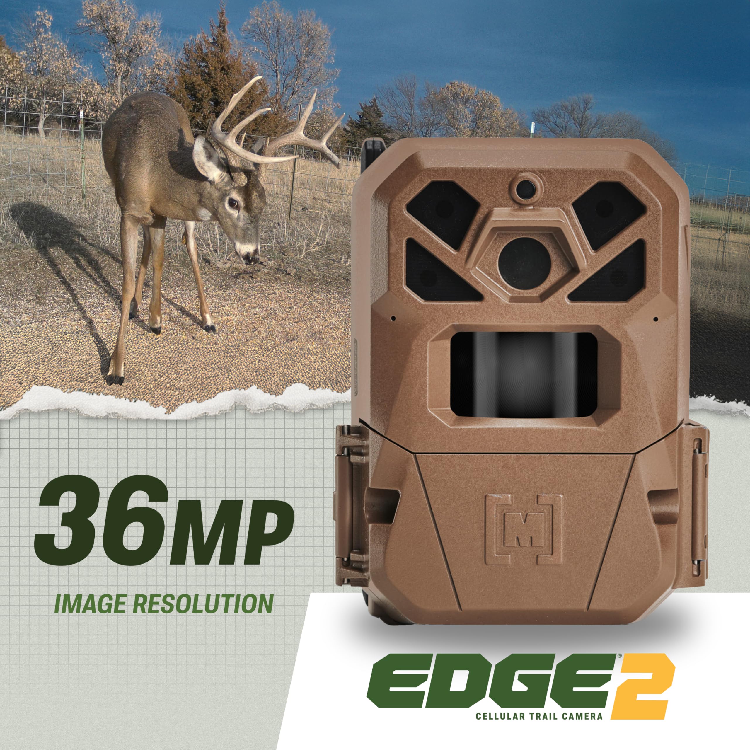 Moultrie Edge 2 Cellular Trail Camera - Auto Connect Nationwide 4G LTE - On Demand 36MP Photo - 1080P Video with HD Audio - 100 Ft Detection Range - Low Glow Flash