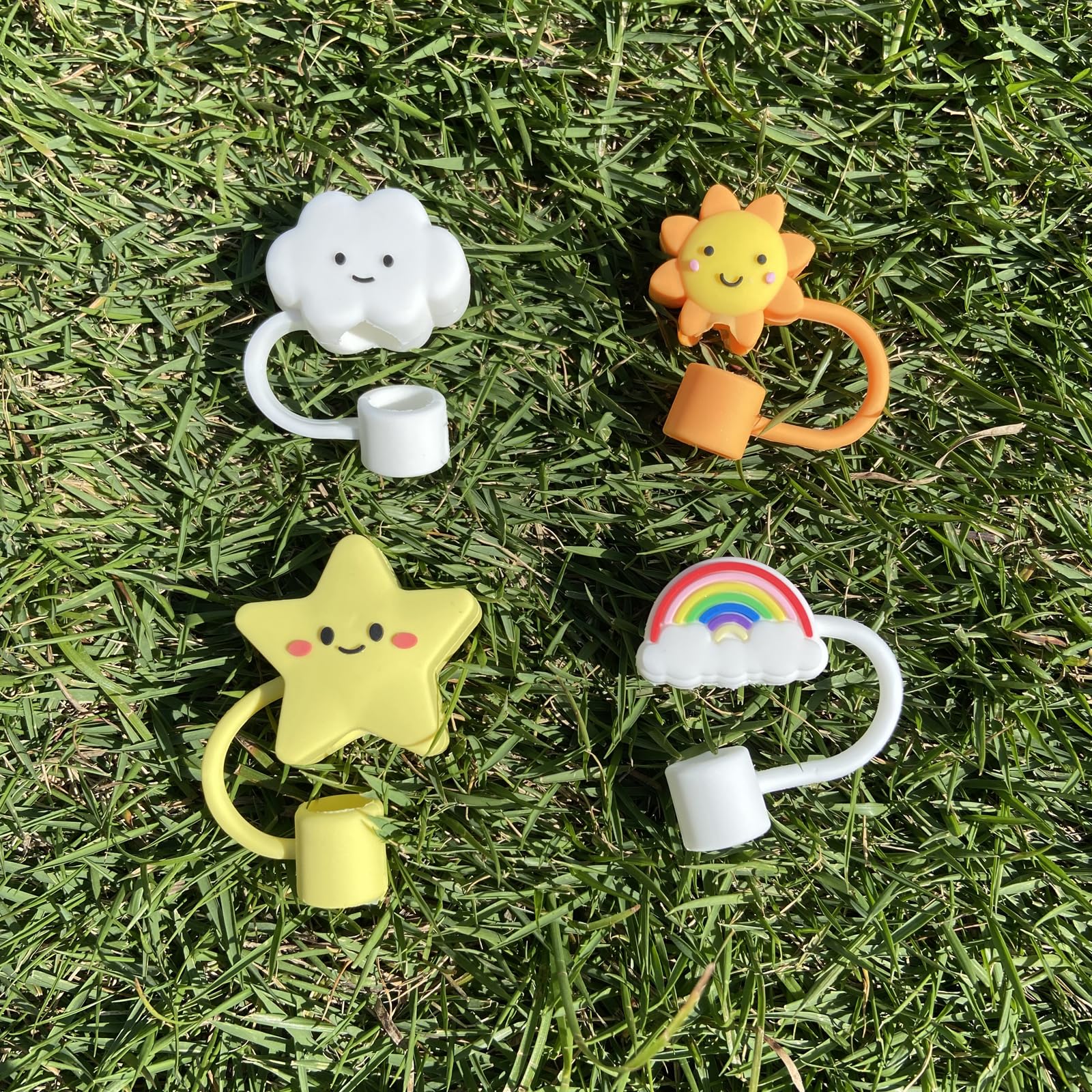 NYRXKJ Straw Cover Cap for Stanley Cup, 4pcs 0.4in 10mm Diameter Reusable Dust-Proof Straw Topper Compatible with Simple Modern and Tumbler with Lid and Straw (4pcs sky set)