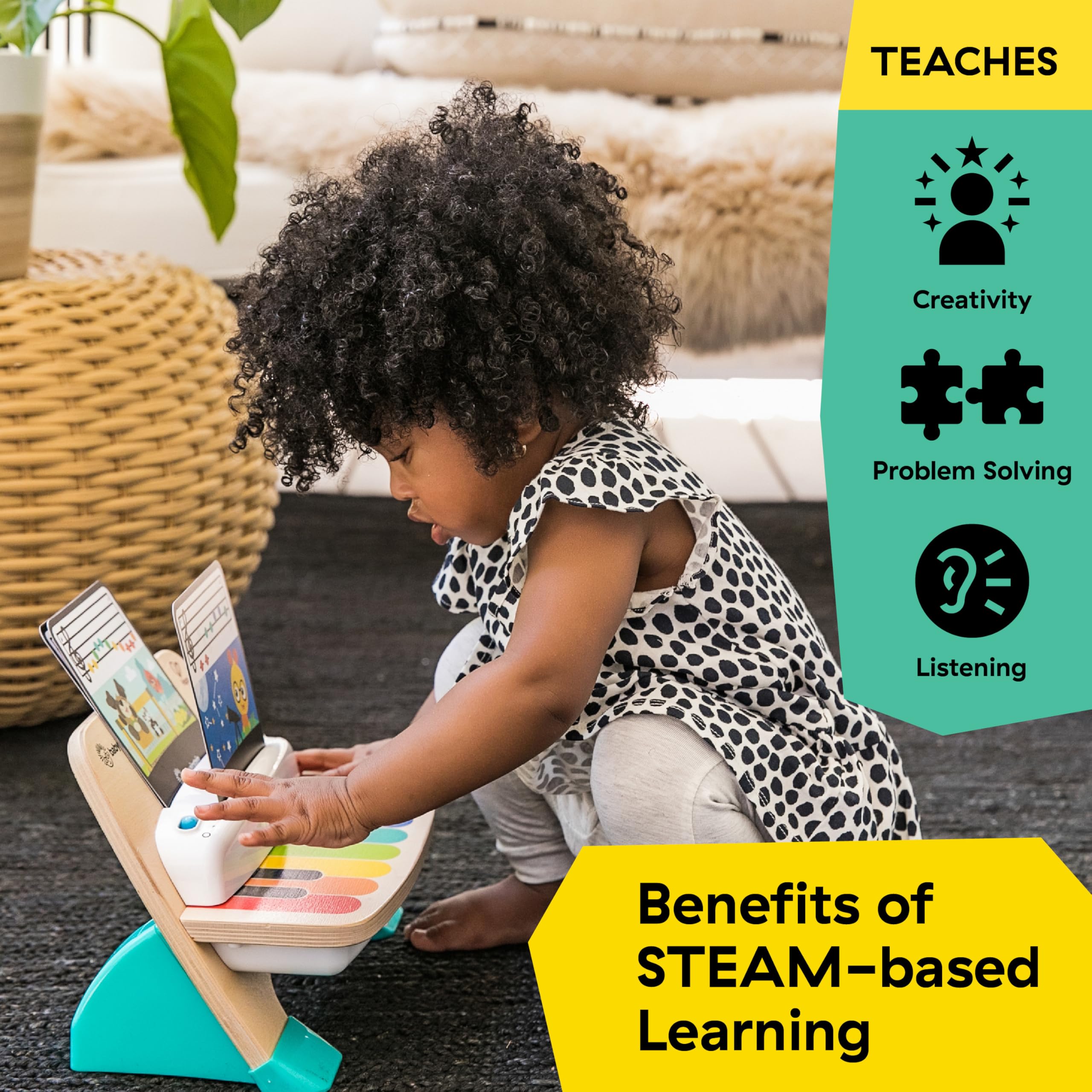 Baby Einstein and Hape Magic Touch Wooden Toy Piano, Montessori Musical Learning Toy for Babies and Toddlers 6mo+