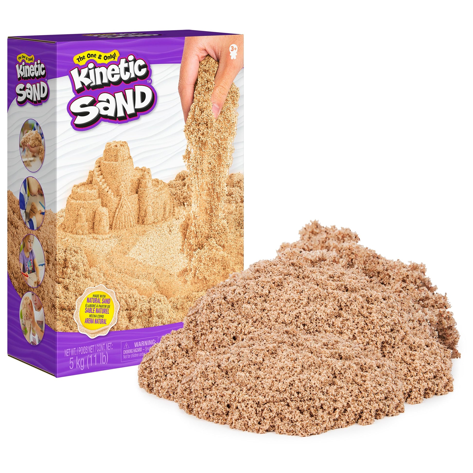 Kinetic Sand, 3.25lbs Beach Sand in Resealable Bag, Moldable Play Sand Sensory Toys, Christmas Gifts for Kids Ages 3+