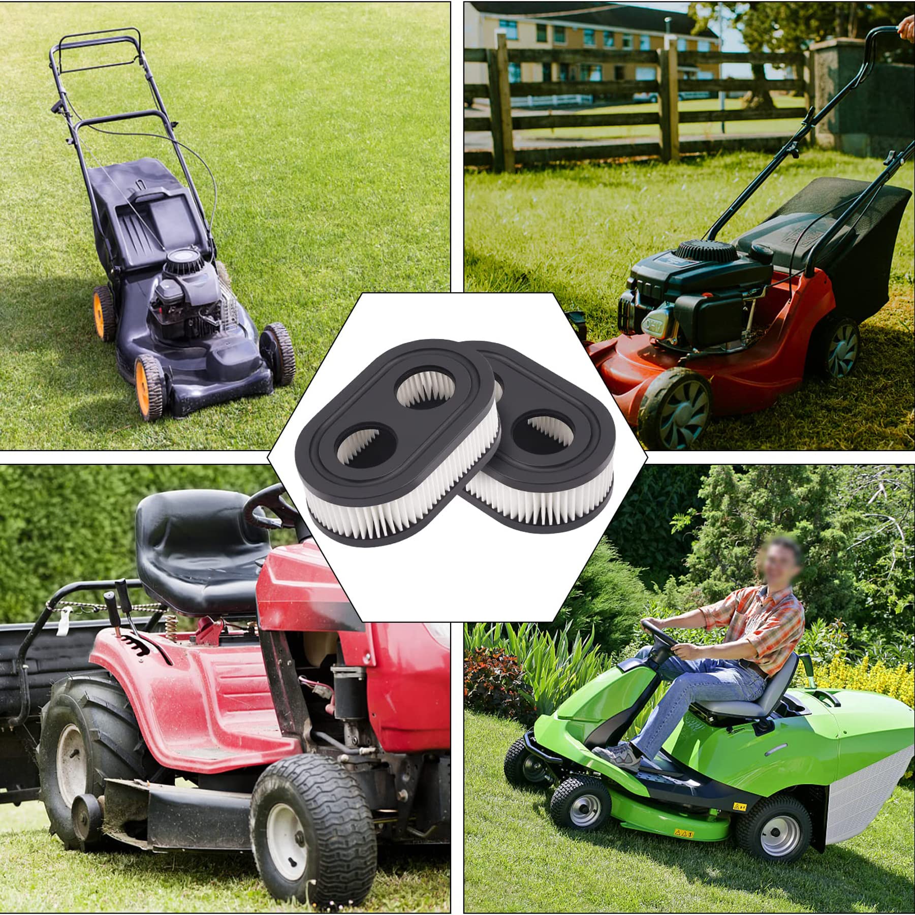 593260 Air Filter 593260 798452 334404 Air Cleaner Cartridge Filter, Lawn Mower Air Cleaner Replacement Filters for 4247 5432 5432k 09P00 09P702 550E 500EX 550EX 625 575EX Series Engine (2Pcs)