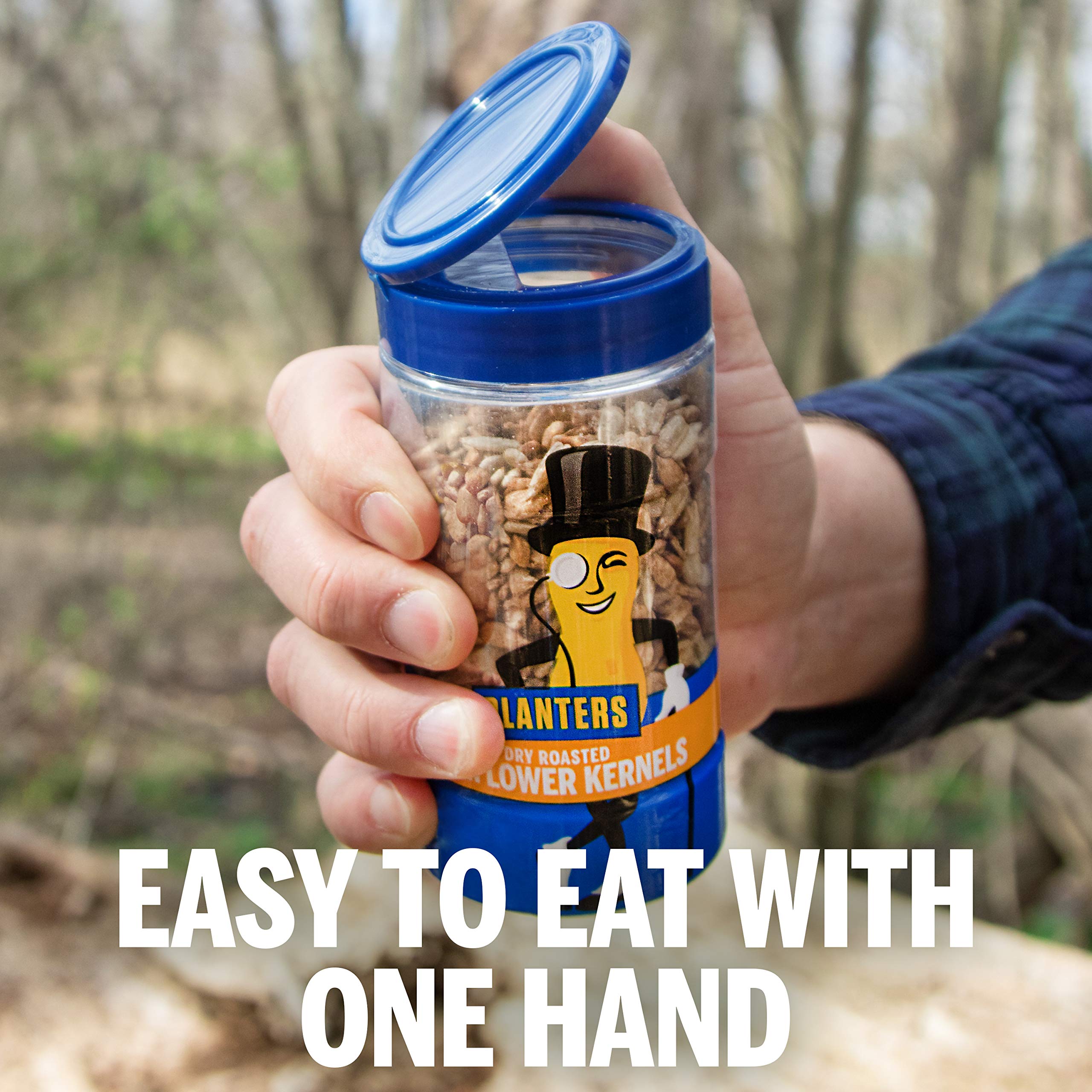 PLANTERS Pop & Pour Dry Roasted Sunflower Seeds to Eat, Road Trip Snack, Plant-Based Protein, Snacks for Adults, After School Snacks for Kids, Bulk Nuts, Kosher, 5.85oz Jar (4 Count)