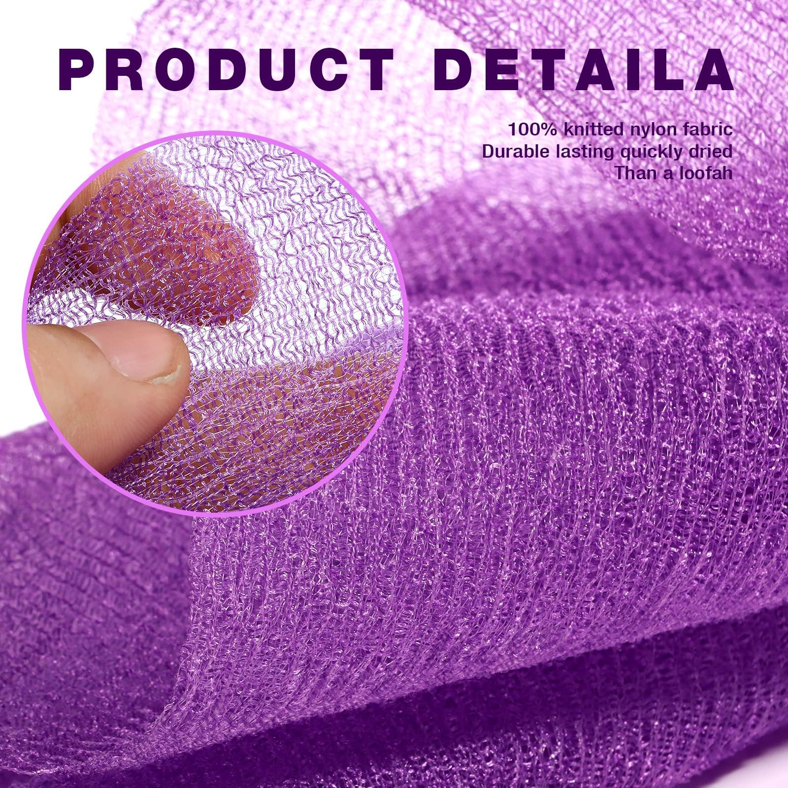 RIUOTA 3 Pieces Exfoliating Washcloth Shower Towel African Net Sponge Japanese Wash Cloth Face Exfoliating Sponge Loofah Exfoliating Body Scrubber for Body Exfoliation