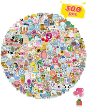 300 PCS Cute Water Bottle Stickers for Kids, Waterproof Vinyl Stickers for Laptop Scrapbook Classroom Students School Supplies Aesthetic Sticker Packs Prizes for Kids Adults Teens Girls