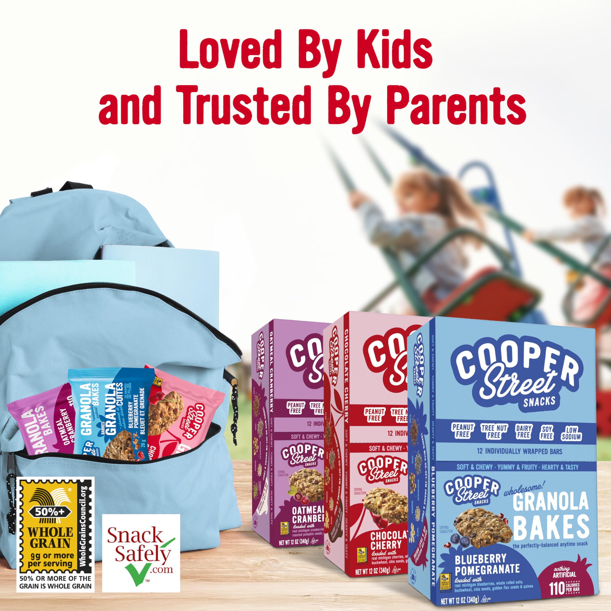 Cooper Street Granola Bakes (36 Count) – Soft and Chewy Breakfast Granola Bars Variety Pack – Nut, Dairy & Soy Free – Individually Wrapped Healthy Snacks for Kids, School, Work, Hiking & On-the-Go