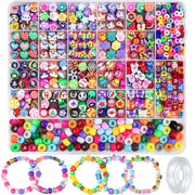 Gionlion 1200 Pcs Polymer Clay Beads Bracelet Making Kit, 25 Style Animal Fruit Flower Butterfly Bunny Pony Letter Beads Charms for Jewelry Making, DIY Art and Crafts Toys Gifts for 4+ Year Old Kids