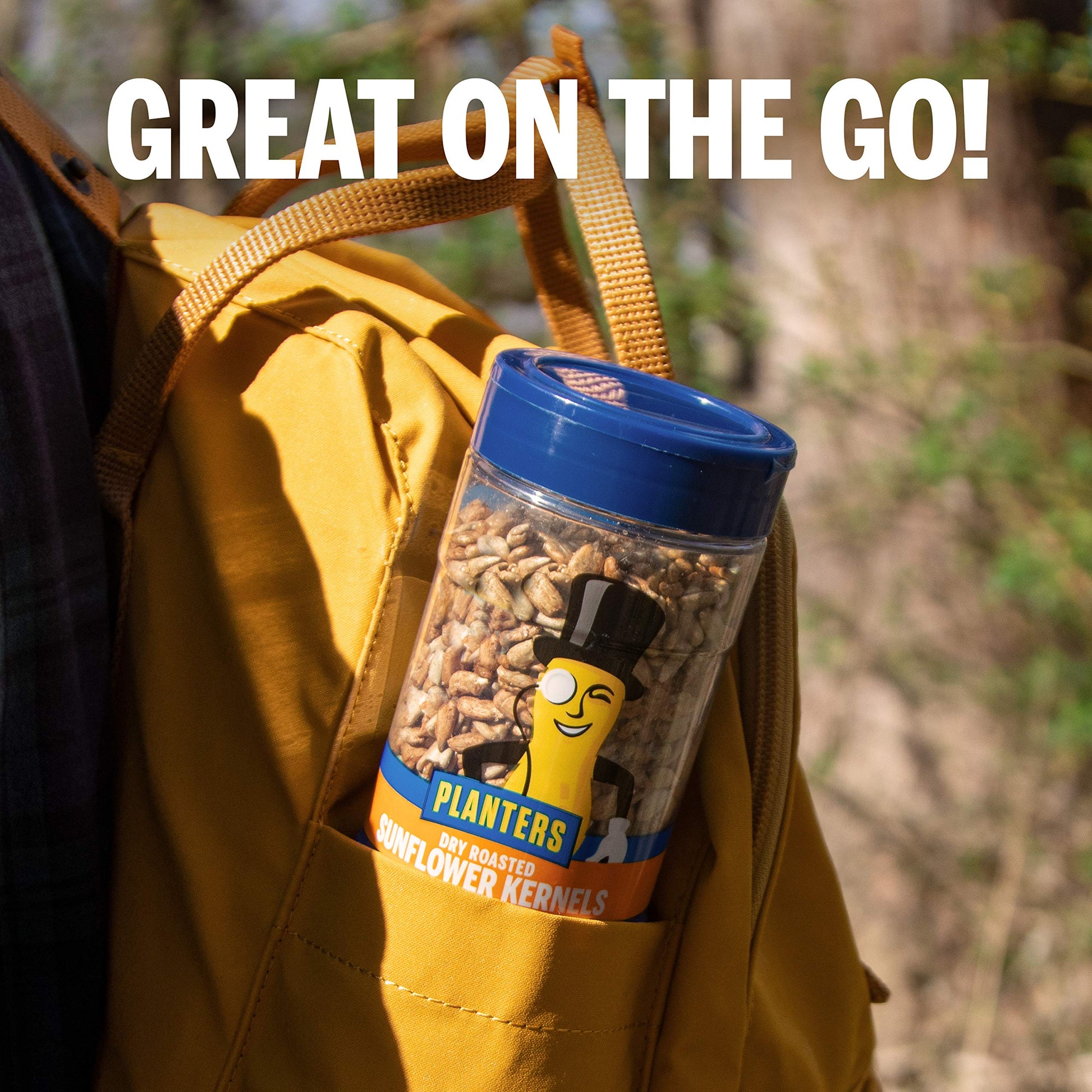 PLANTERS Pop & Pour Dry Roasted Sunflower Seeds to Eat, Road Trip Snack, Plant-Based Protein, Snacks for Adults, After School Snacks for Kids, Bulk Nuts, Kosher, 5.85oz Jar (4 Count)