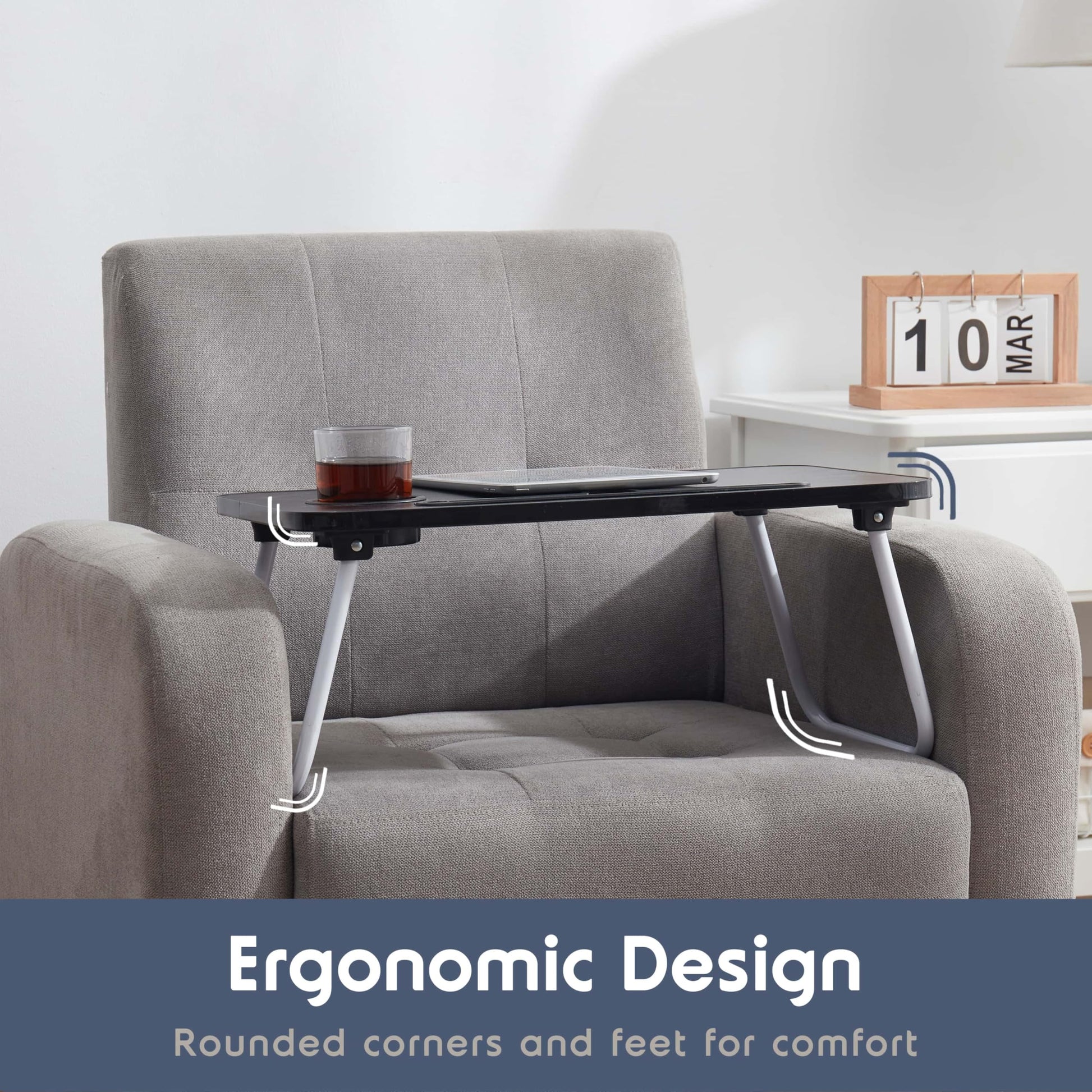 Laptop Bed Tray Table, Laptop Stand, Portable Lap Desks with Foldable Legs, Reading Desk for Sofa Couch Floor - Medium