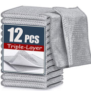 Navona 12 Pcs New Upgrade Steel Wire Dishcloth,Triple-Layer Steel Wire Cleaning Cloth,Powerful Cleaning Non-Scratch Wire Dishcloth Rag for Cookware, Sinks, Dishes, Stove Tops