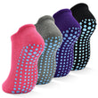 SkiBeaut Grips Non Slip Socks for Women, 4 Pairs Yoga Pilates Anti Skid Socks Woman Hospital Dance Home Gripper Socks