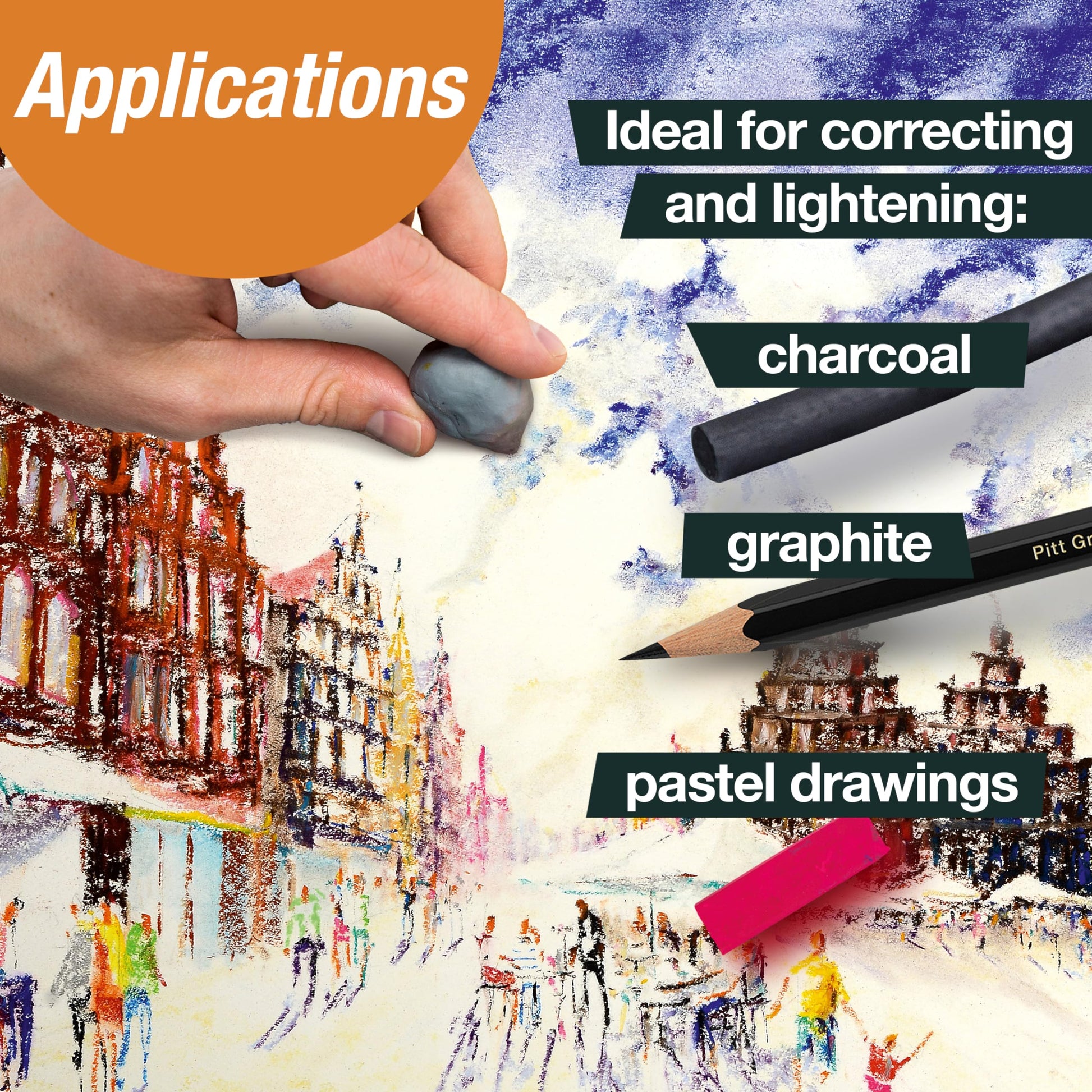 Faber-Castell Erasers - Drawing Art kneaded Erasers, Large Size Grey - 4 Pack