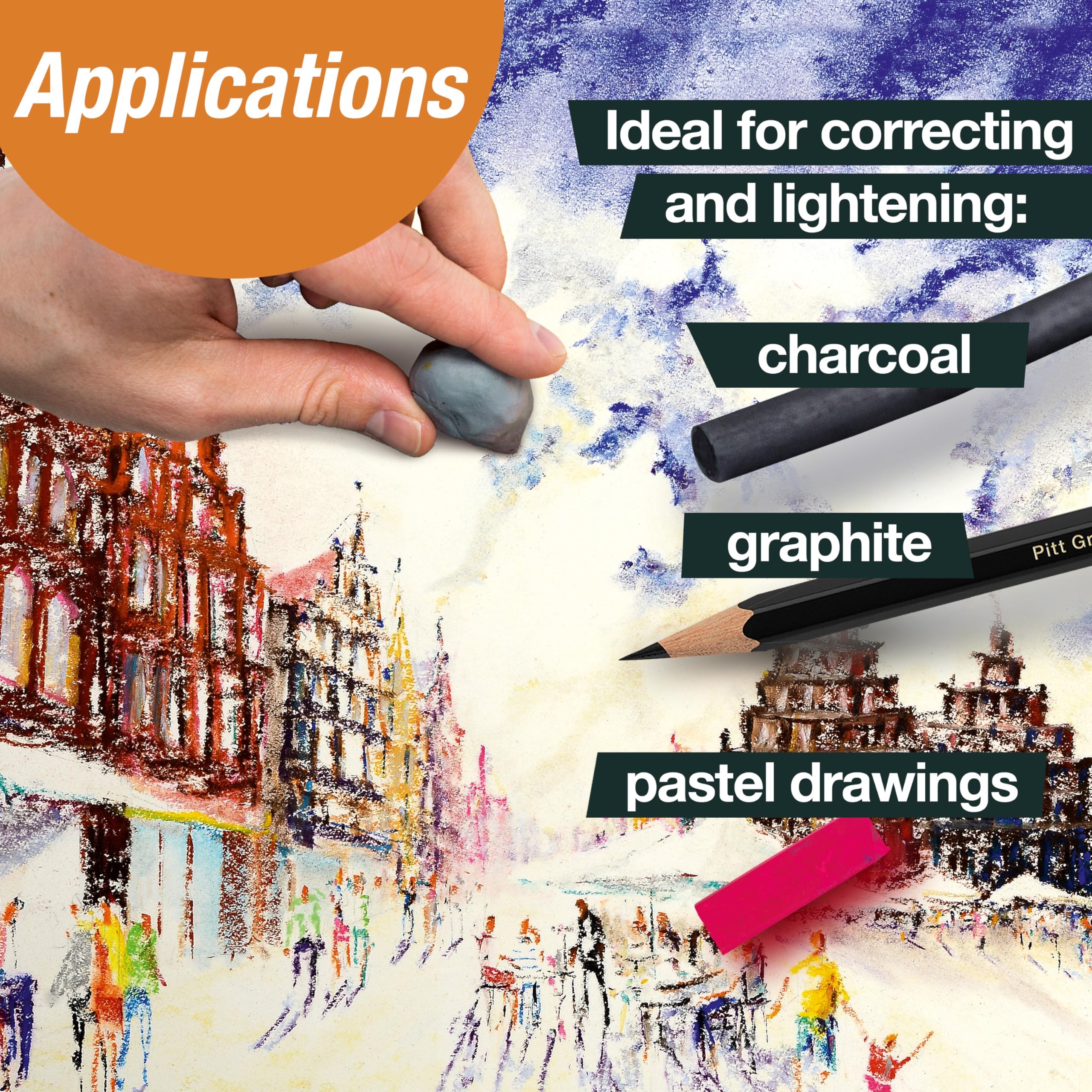 Faber-Castell Erasers - Drawing Art kneaded Erasers, Large Size Grey - 4 Pack