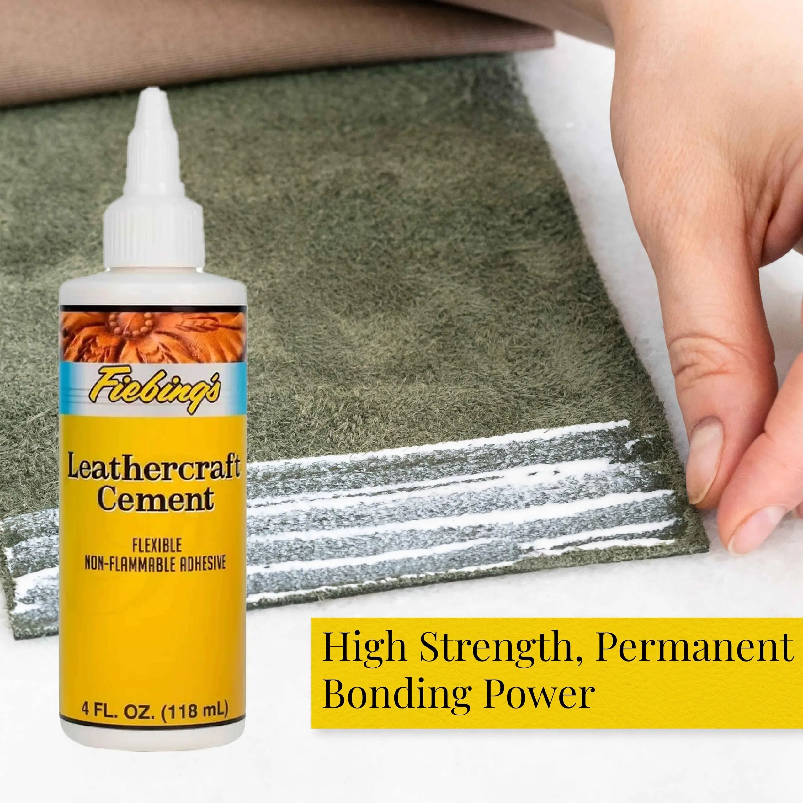 Fiebing's Leathercraft Cement - 4 oz Leather Glue Adhesive - Quick Drying, High Strength, Flexible, Permanent Bonding Leather Repair for Jackets, Shoes, Furniture, Purse - Non-Toxic & Non-Flammable