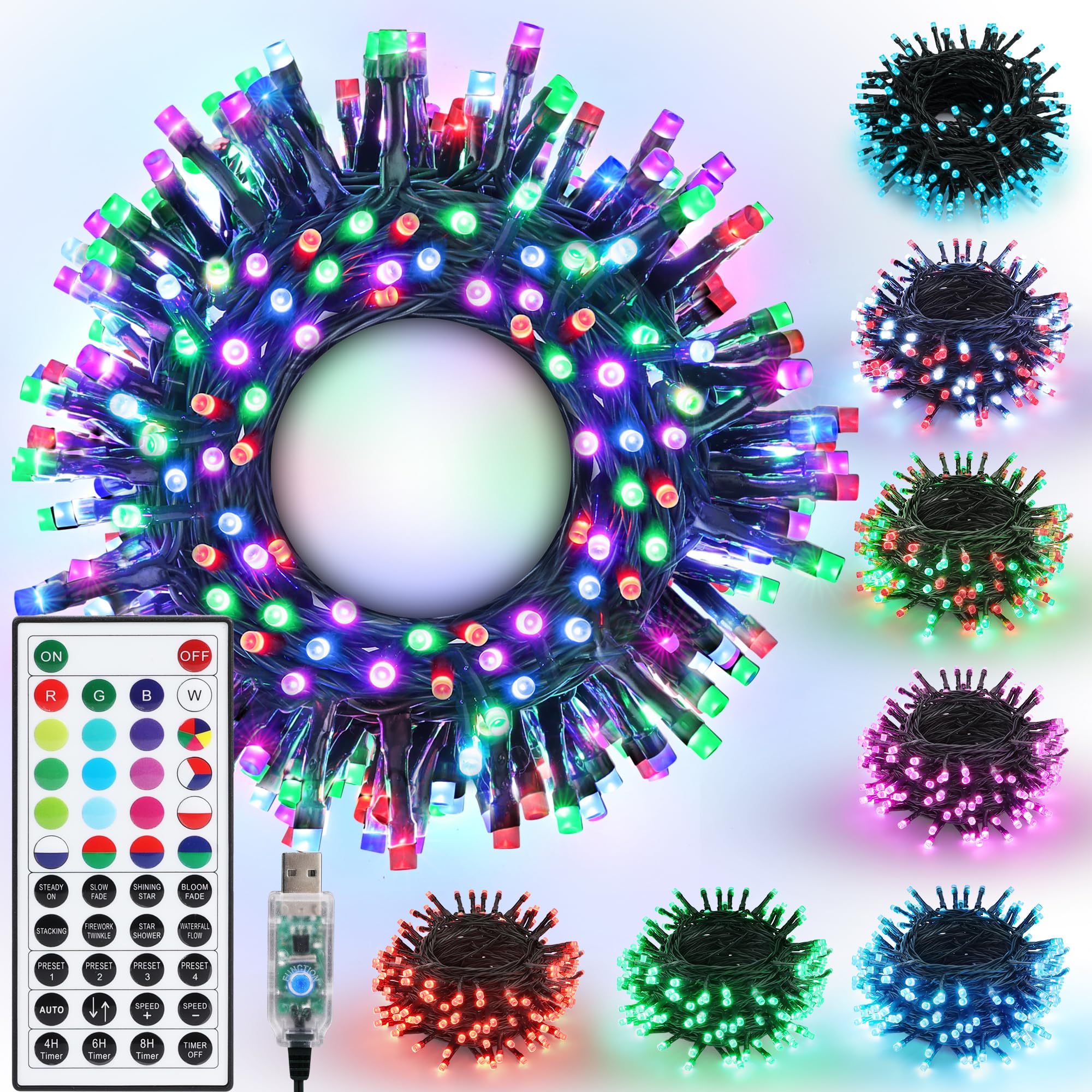 Joomer Color Changing Christmas Lights, 66FT 200 LED RGB Xmas Tree Lights with Remote Outdoor Christmas Lights Mini Christmas Tree Lights Indoor Plugin Xmas Lights for Halloween Christmas Decorations