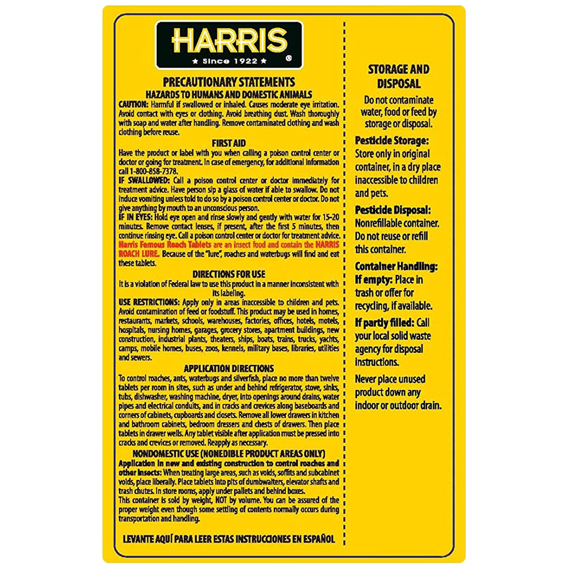 Harris Roach Tablets, Boric Acid Roach and Insects Killer with Lure, Alternative to Bait Traps (6oz, 145 Tablets), Yellow