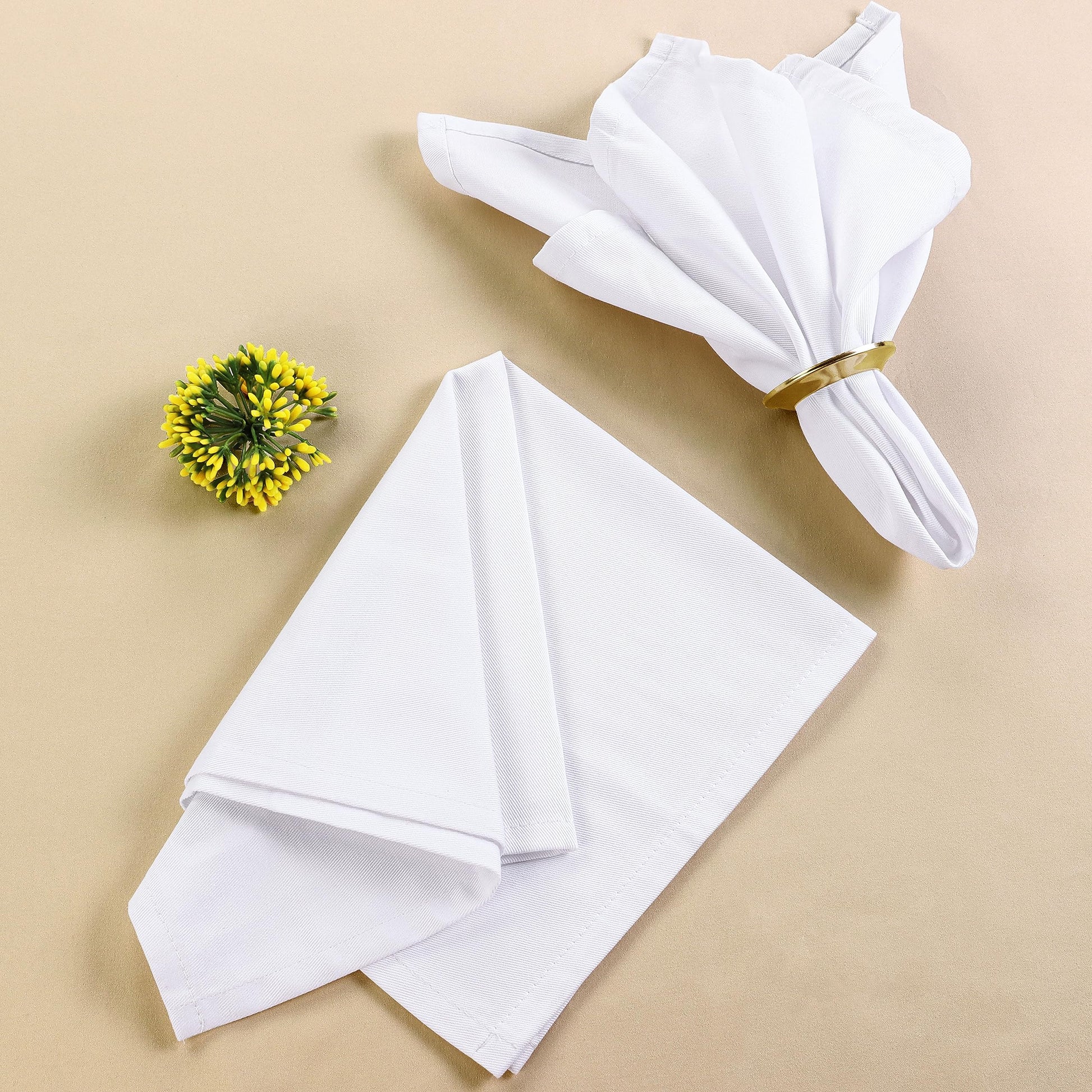 Utopia Kitchen White Cloth Napkins [12 Pack, 18x18 Inch] Absorbent Cotton Blend Washable and Reusable for Dinner, Restaurant, Lunch, Wedding and Hotel