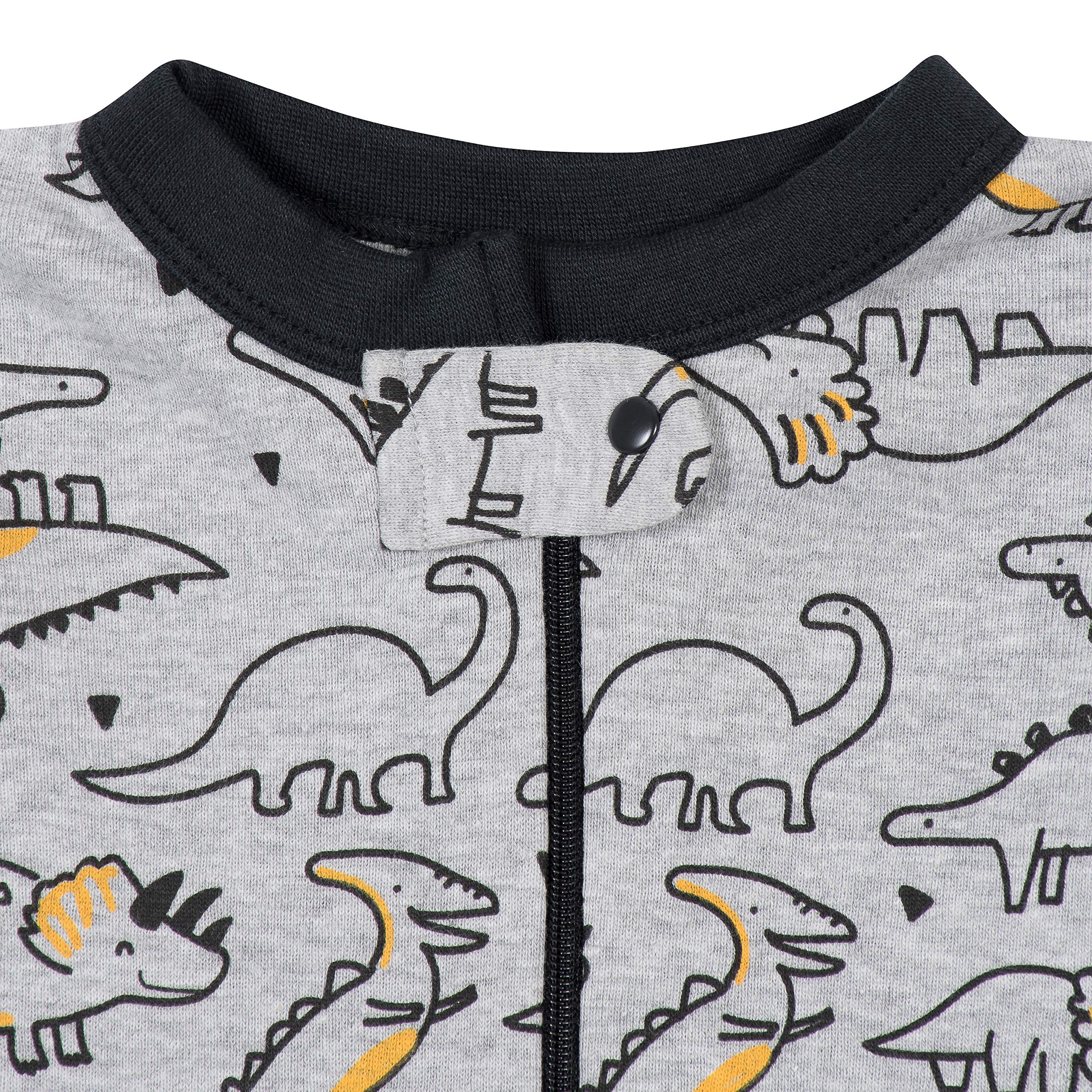 Gerber Baby Boys' 4-Pack Footed Pajamas, Dinosaurs Space Grey, 18 Months