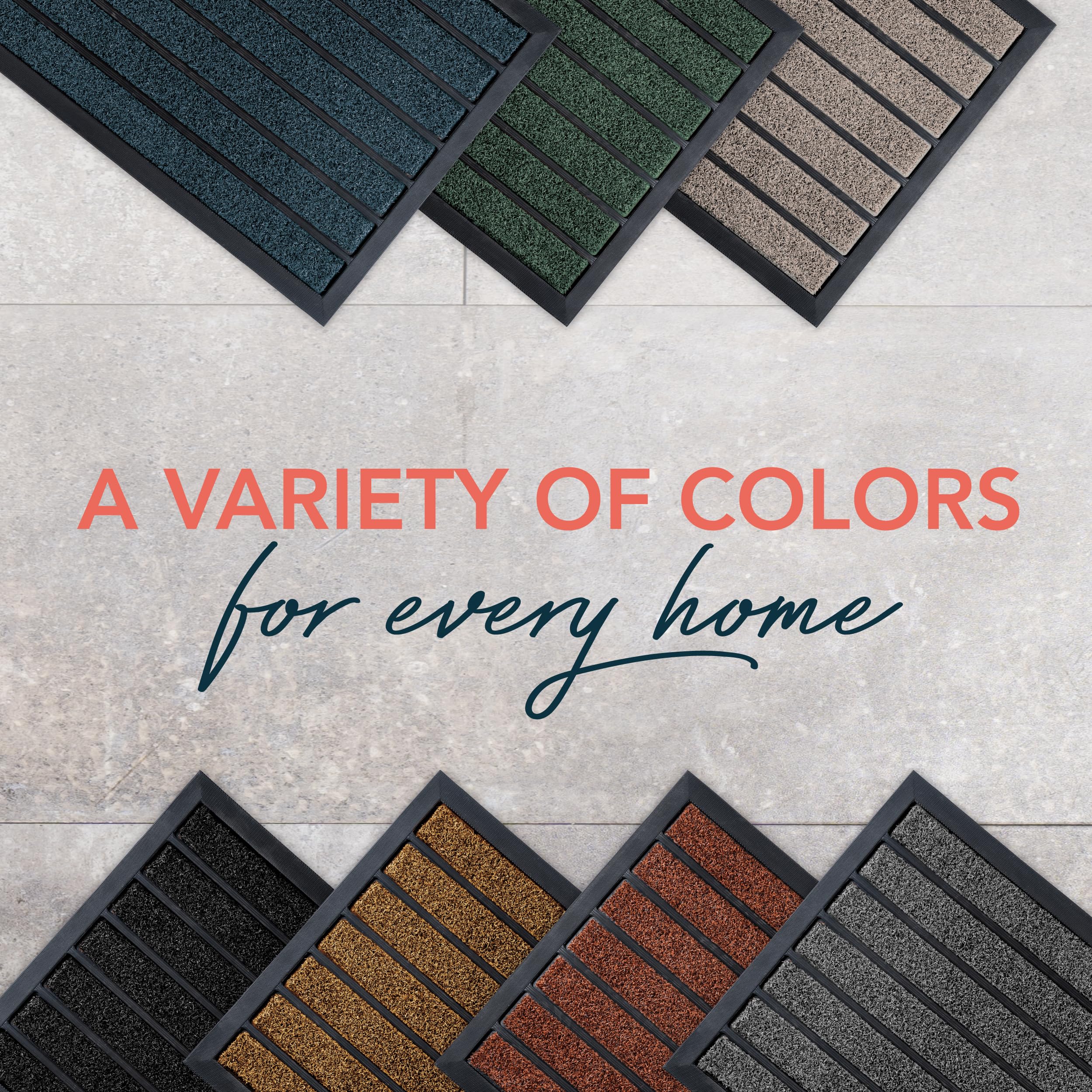 ubdyo Extra Durable Door Mat - Dirt Trapping Outdoor Welcome Mats - Non-Slip Outdoor Indoor Entrance - Low Profile Front Doormat (30" x 17", Bright Brown)