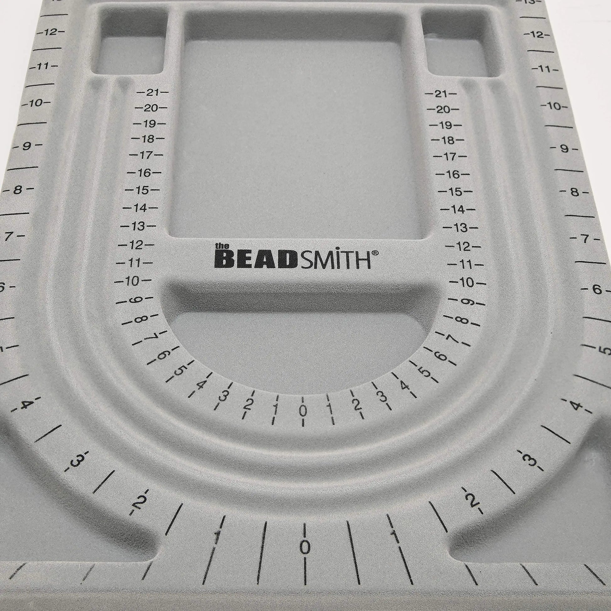 The Beadsmith Bead Board with Cover, Grey Flocked, 3 U-Shaped Channels, 6 Recessed Compartments,13.25H x 9.75L inches, Design Boards for Creating Bracelets, Necklaces and Other Jewelry