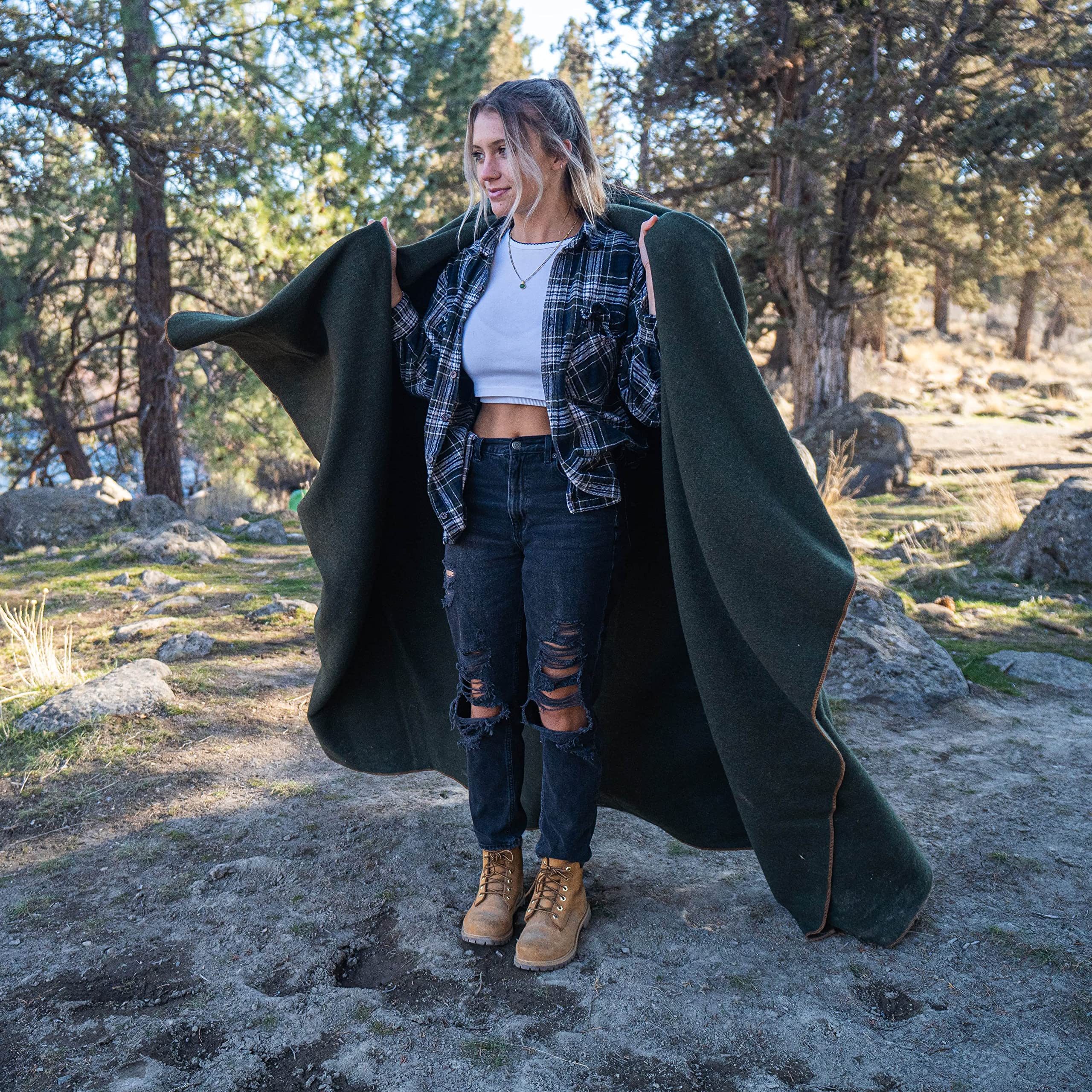 Arcturus Military Wool Blanket - Warm, Thick, Washable - Great for Outdoors, Camping, Stadium Blanket, Picnics, Travel - Car & Bushcraft Survival Kits, Large 64" x 88" 4.5 lb