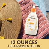 Aveeno Protect + Hydrate Sunscreen Moisturizing Body Lotion with Broad Spectrum SPF 60 and Prebiotic Oat, Weightless, Paraben, Oxybenzone, and Oil Free Sunscreen, 12 FL OZ