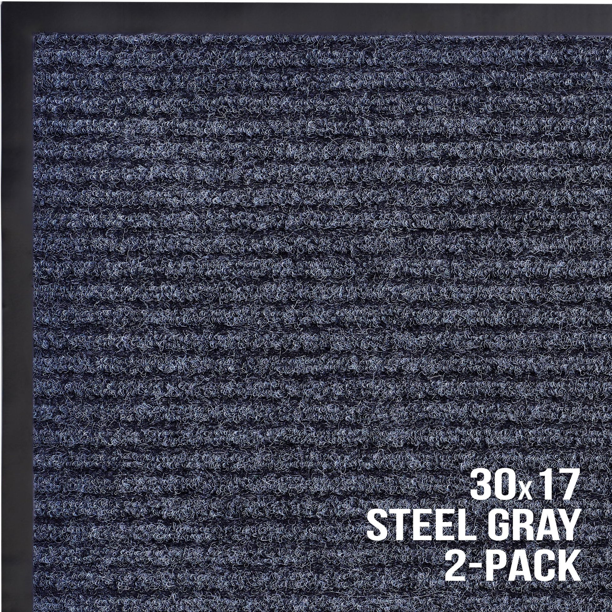 Sierra Concepts Front Door Mat Welcome Floor Mats - Entryway Indoor Outdoor Entrance Doormat, Patio, Porch, Muddy Shoe, Inside Outside Low Profile, 30x17 inches, 2-Pack Gray