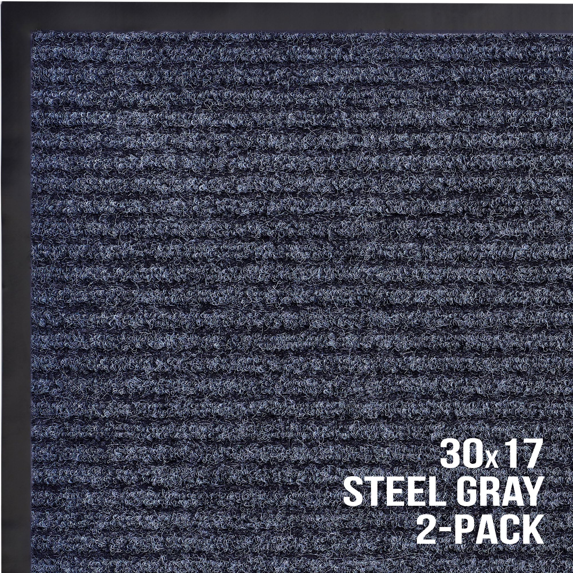 Sierra Concepts Front Door Mat Welcome Floor Mats - Entryway Indoor Outdoor Entrance Doormat, Patio, Porch, Muddy Shoe, Inside Outside Low Profile, 30x17 inches, 2-Pack Gray