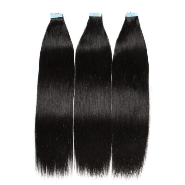 Straight Seamless Tape in Natural Black Hair Extensions 100% Real Human Hair