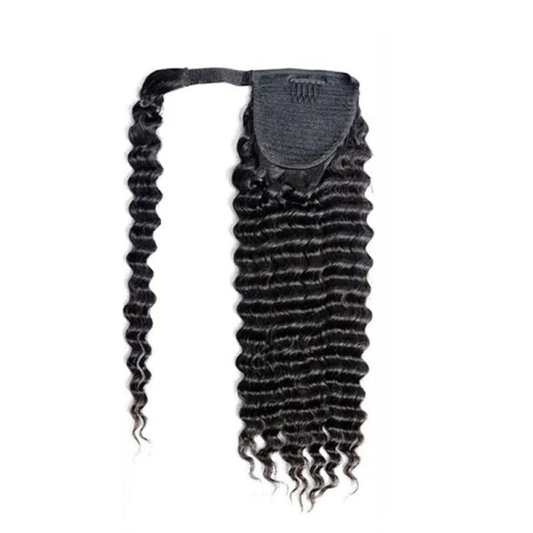Deep Wave Wrap Around Ponytail with Clip 100% Human Hair