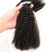 Kinky Curly Seamless Tape in Natural Black Hair Extensions 100% Real Human Hair