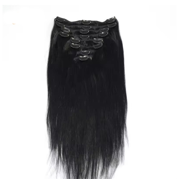 Straight Invisible Clip in Natural Black Hair Extensions 100% Real Human Hair