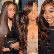 Straight/Body Wave/Deep Wave/Water Wave Chocolate Brown #4 Color 13Ã4 Transparent Lace Frontal Wig 180% Density