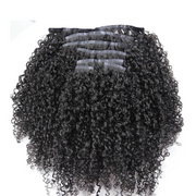 Kinky Curly Invisible Clip in Natural Black Hair Extensions 100% Real Human Hair