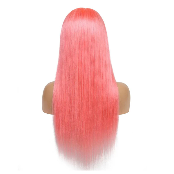 Straight Body Wave Pink 13Ã4 Transparent Lace Frontal Wig 180% Density