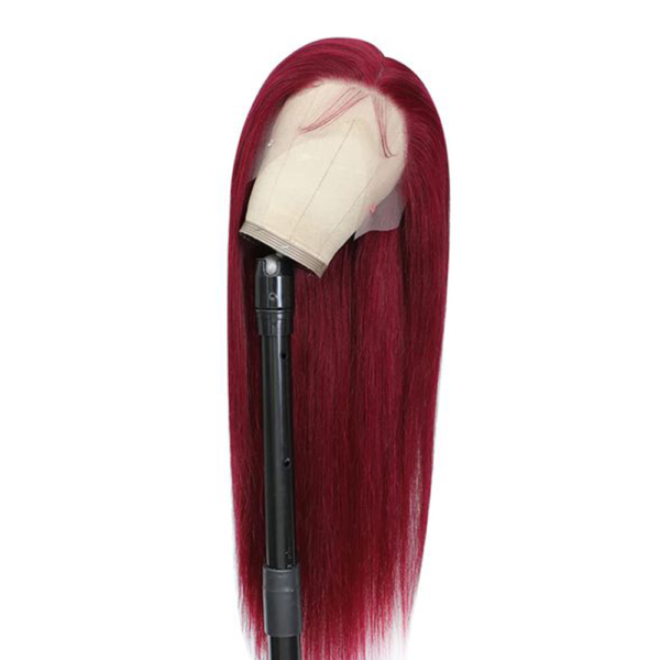 Straight/Body Wave/Deep Wave/Water Wave Burgundy 99j 13Ã4 Transparent Lace Frontal Wig 180% Density