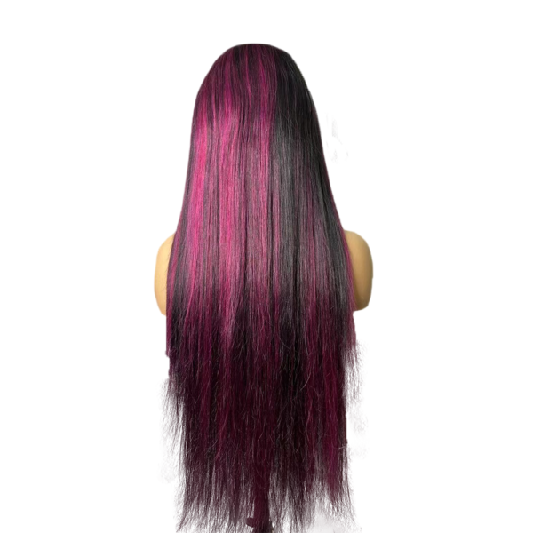 Straight Body Wave 1b/ Purple 13Ã4 Transparent Lace Frontal Wig 180% Density