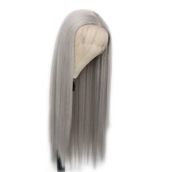 Straight Body Wave Gray 13Ã4 Transparent Lace Frontal Wig 180% Density