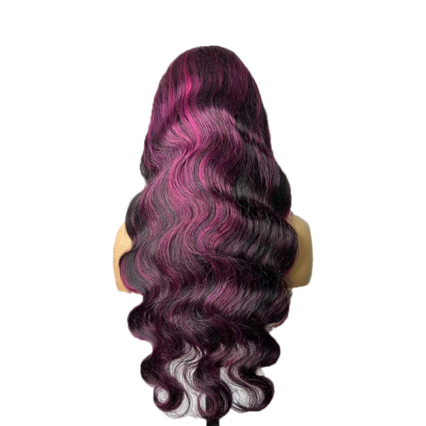Straight Body Wave 1b/ Purple 13Ã4 Transparent Lace Frontal Wig 180% Density