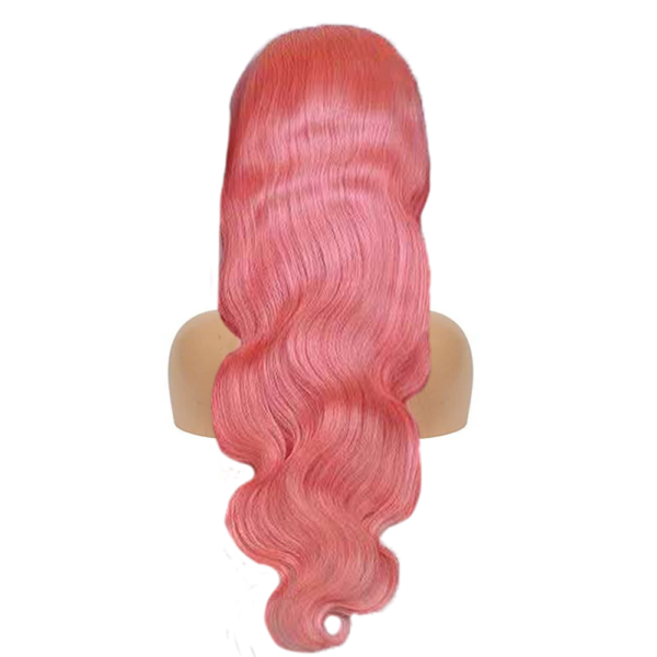 Straight Body Wave Pink 13Ã4 Transparent Lace Frontal Wig 180% Density