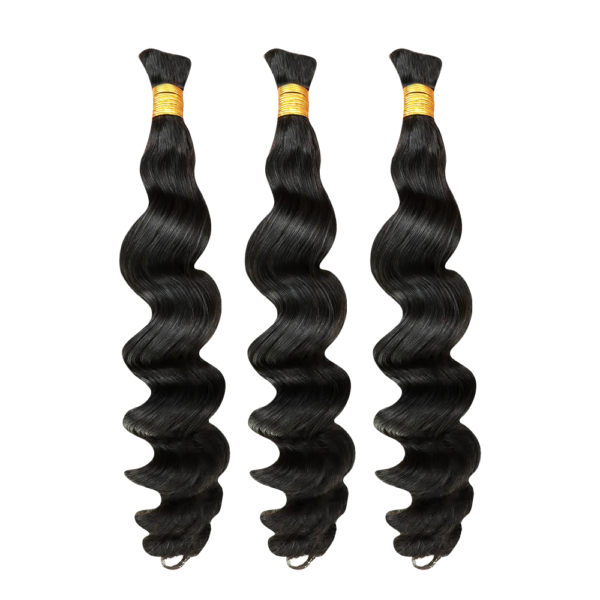 Loose Deep Wave Natural Black Bulk Hair 100% Unprocessed Human Hair