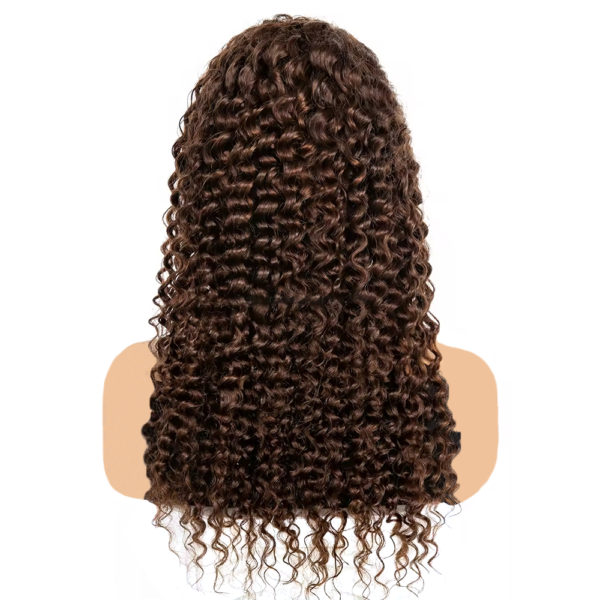 Straight/Body Wave/Deep Wave/Water Wave Chocolate Brown #4 Color 13Ã4 Transparent Lace Frontal Wig 180% Density