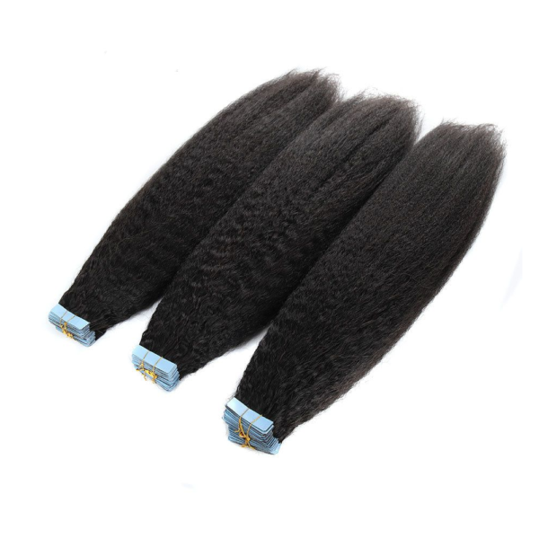 Kinky Straight Seamless Tape in Natural Black Hair Extensions 100% Real Human Hair