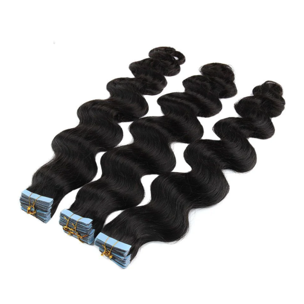 Body Wave Seamless Tape in Natural Black Hair Extensions 100% Real Human Hair