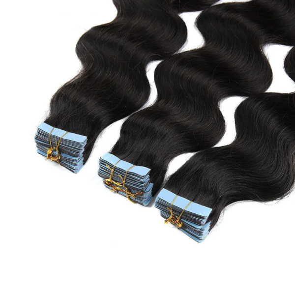 Body Wave Seamless Tape in Natural Black Hair Extensions 100% Real Human Hair